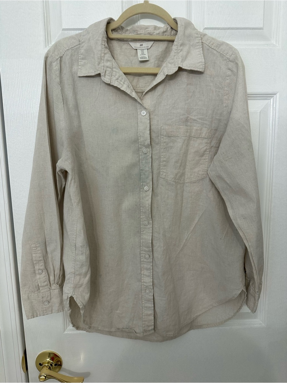 H&M Light Beige Linen-Blend Shirt
